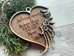 Heart angel wing ornament